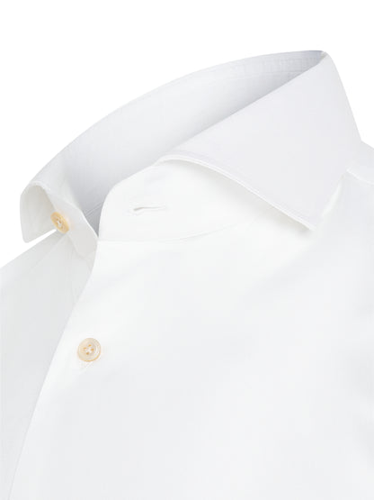 Model wearing ATELIER 23 white dress shirt — refined classic look