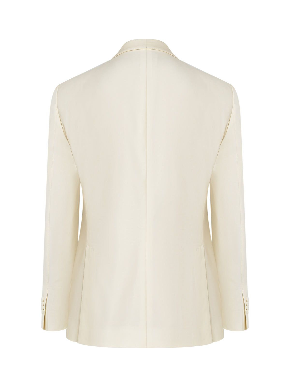 Ivory shawl lapel tuxedo jacket, back view — ATELIER 23