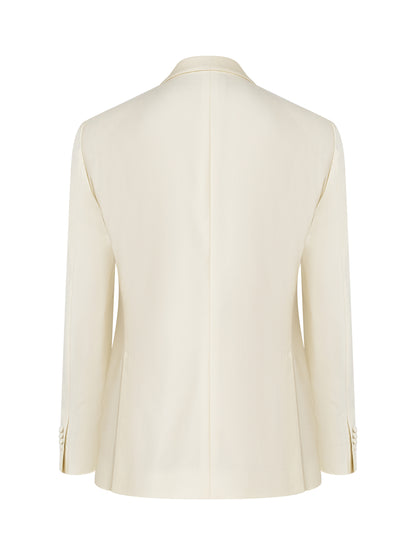 Ivory shawl lapel tuxedo jacket, back view — ATELIER 23