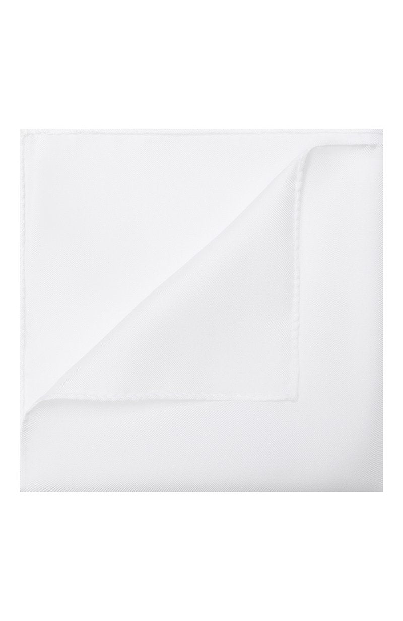 White silk twill pocket square by ATELIER 23, edges sewn by hand